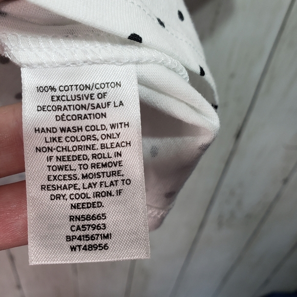 New! BP White Cotton Cropped Top Black Polka Dots - Picture 5 of 6